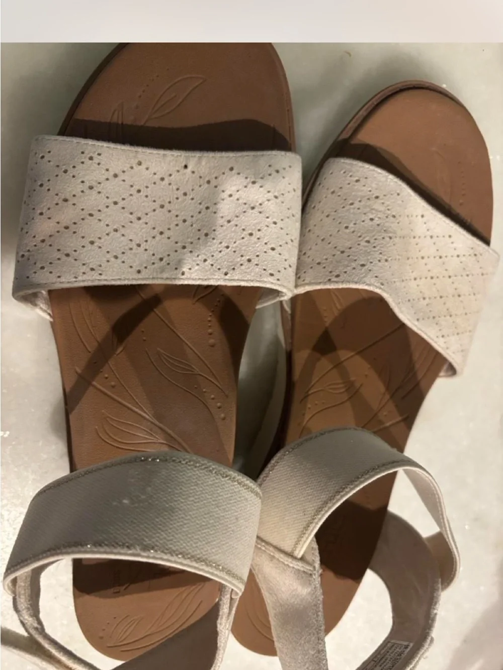 BOBS from Skechers Women's Ivory Slide Sandals with Ankle Strap